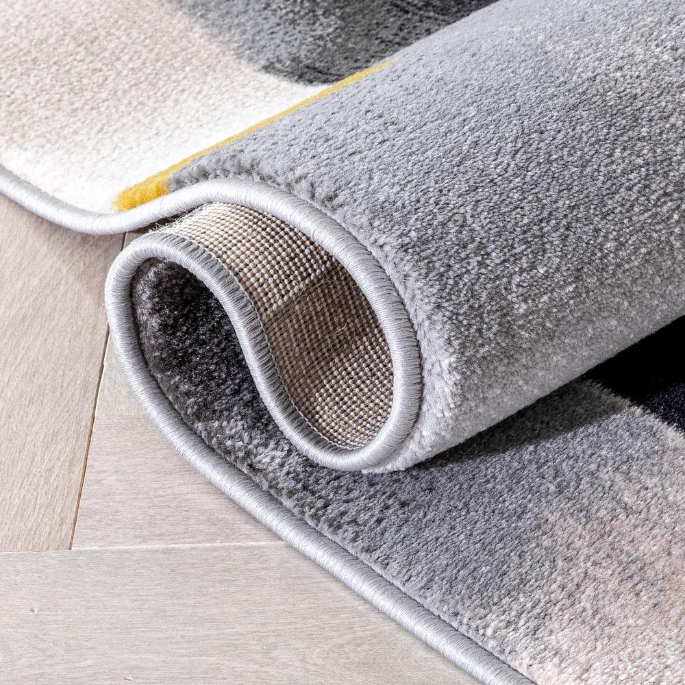 Modern Geometric Gold Synthetic 8' x 10' Easy-Care Area Rug