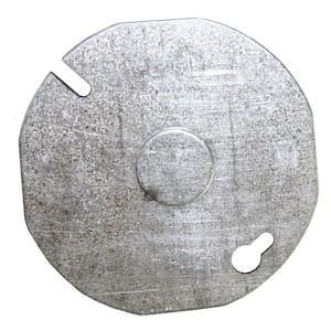 3-1/2 in. W Steel Metallic Round Cover with 1/2 in. KO in Center, 1-pack
