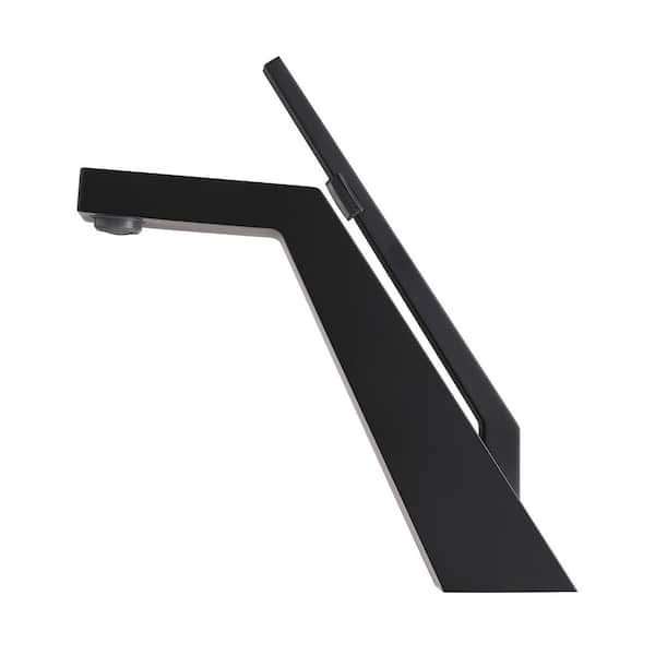 FLG Single-Handle Single-Hole Bathroom Faucet Modern Brass Sink Basin Taps in Matte Black