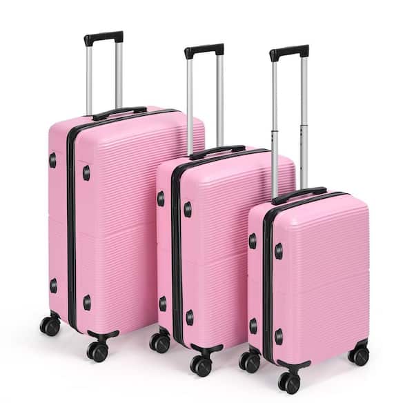 HIKOLAYAE 3-Piece Spinner Luggage Set, Hard Shell Case with TSA Lock in Pink
