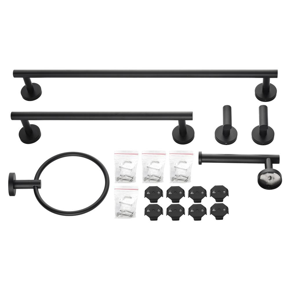Matte Black Stainless Steel 6-Piece Bathroom Hardware Set