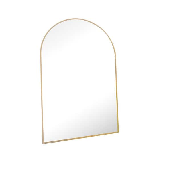HOMLUX 24 in. W x 36 in. H Round Framed Wall Bathroom Vanity Mirror in Gold Decorative Modern Rust-Resistant