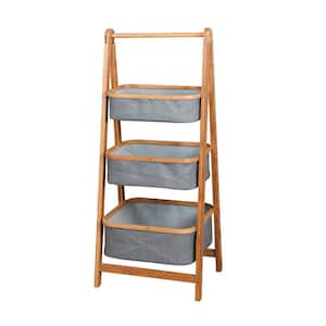 Brown 3-Tier Bamboo Shelving Unit (17.5 in. W x 13 in. H x 42.9 in. D)