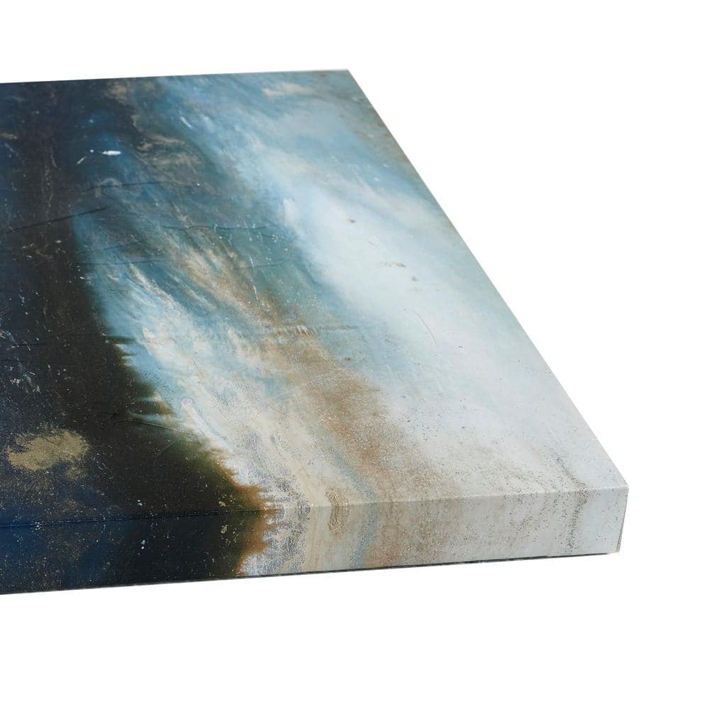 Rolling Waves Blue and White Abstract Canvas Triptych Set