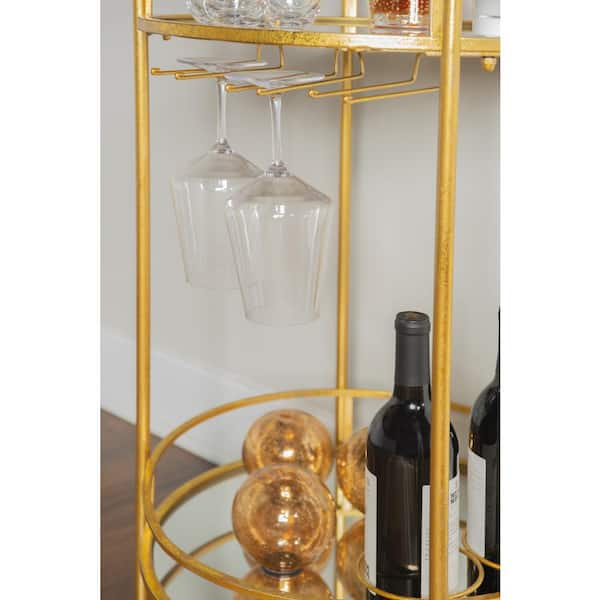 Home Decorators Collection Gold Leaf Metal and Glass Rolling Bar Cart with  Glass Top (30 in. W x 33 in. H) V174814-NP - The Home Depot