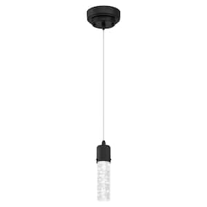 Cava 40-Watt Equivalent Matte Black Integrated LED Mini Pendant with Bubble Glass