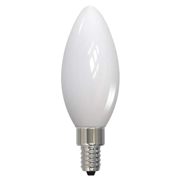 Bulbrite 60 - Watt Equivalent Warm White Light B11 (E12) Candelabra Screw Base Dimmable Milky 2700K LED Light Bulb (4-Pack)