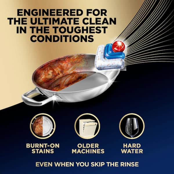 Ultimate Dishwasher Pods, No Pre-Rinse Dishwasher Detergent Soap Removes Burnt-On Stain, Degreasing, 52 count Tub