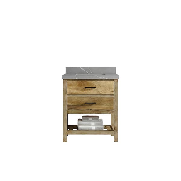 Willow Collections Parker Mango 30 in. W x 22 in. D x 36 in. H Single Sink Bath Vanity in Natural Mango with 2 in. Piatra Quartz Top