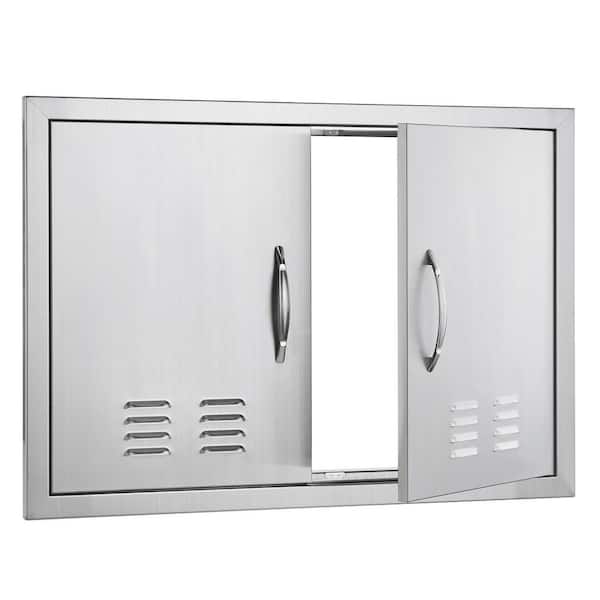SKYSHALO 30 in. W x 21 in. H Double Door with Vents BBQ Access Door Stainless Steel Outdoor Kitchen Doors for BBQ Island