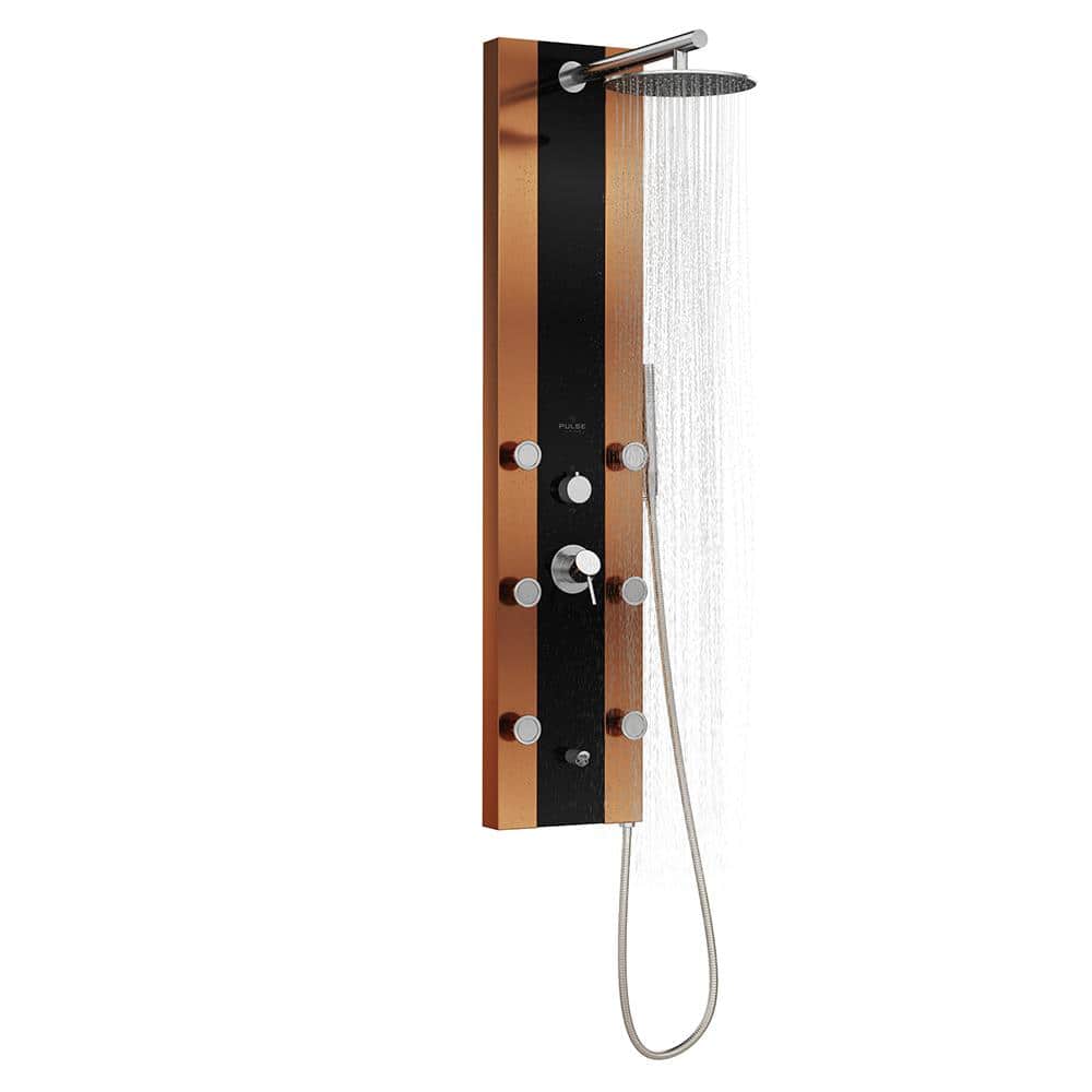 Rio Black and Bronze Stainless Steel Shower Panel with Rain Showerhead