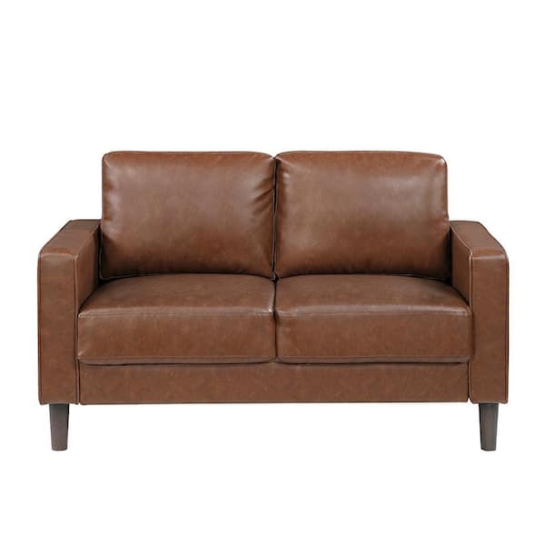 Lazzara Apollo 54 in. W Chocolate Faux Leather 2-Seater Loveseat