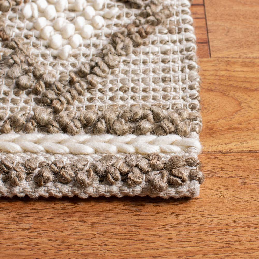 Handwoven Taupe & Ivory Wool-Cotton Blend Area Rug - 9' x 12'