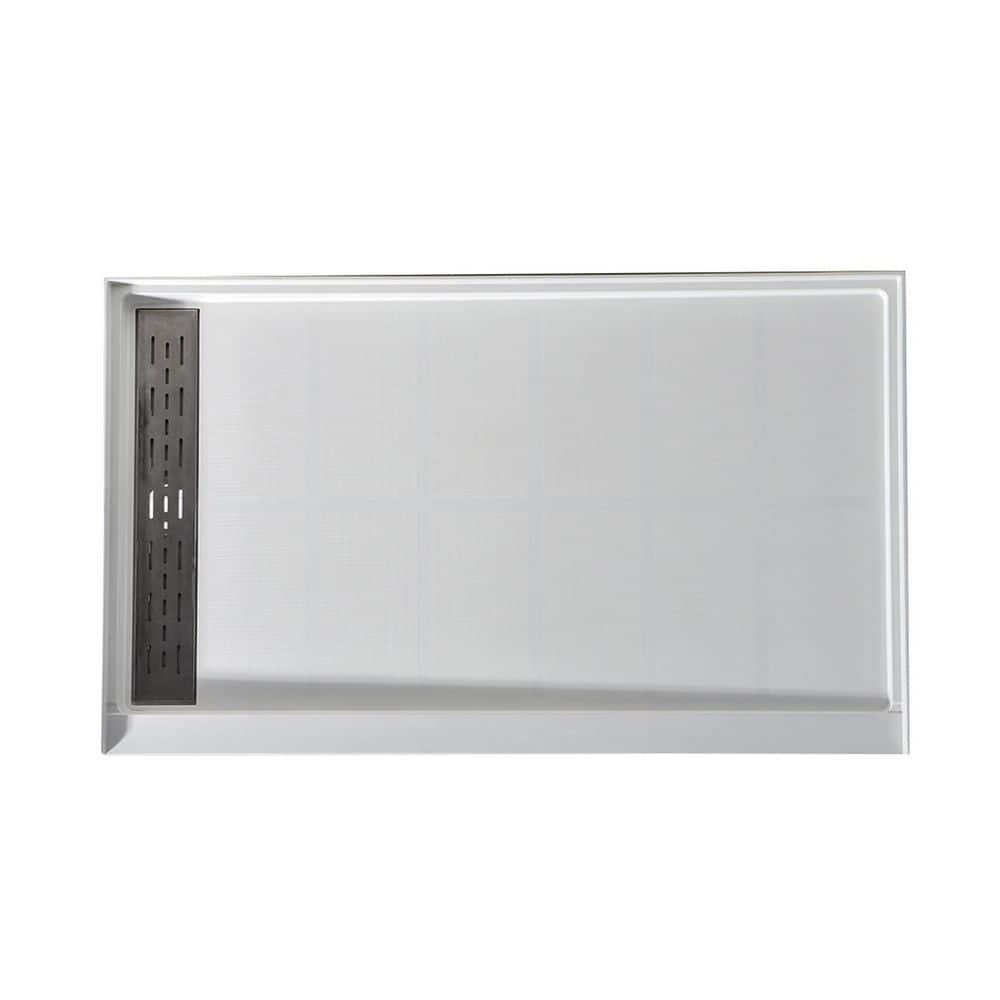 Alexander 60 in. L x 32 in. W Alcove Shower Pan Base with Left Drain in Glossy White Marine Acrylic price history on PriceWatchPro