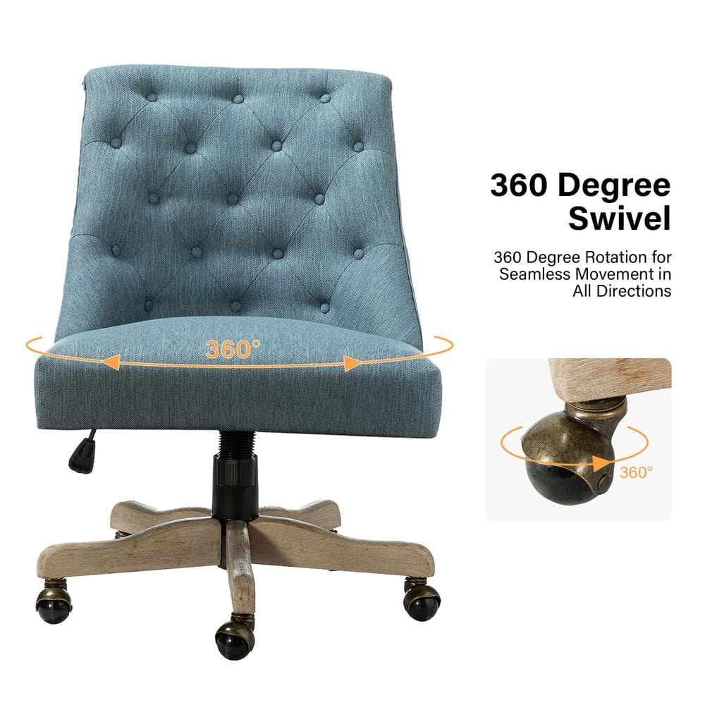 ErgoSwivel Blue Fabric Armless Task Chair with Metal Base