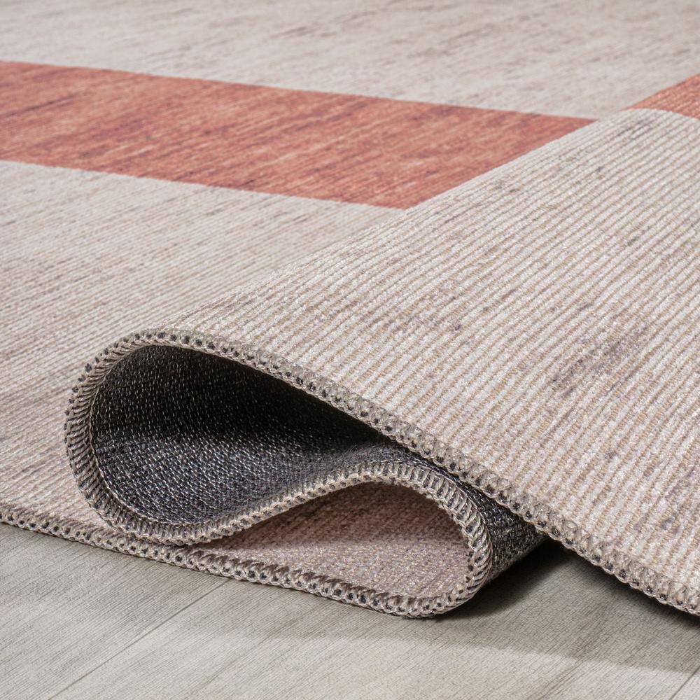 Ivory Stripe Easy-Care Synthetic 4' x 6' Area Rug