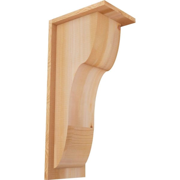 Ekena Millwork 7-1/2 in. x 10 in. x 22 in. Western Red Cedar Carmel Smooth Corbel with Backplate
