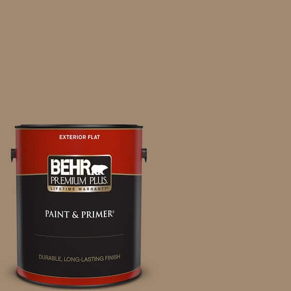 BEHR PREMIUM PLUS 1 gal. #700D-5 Toffee Crunch Flat Exterior Paint & Primer