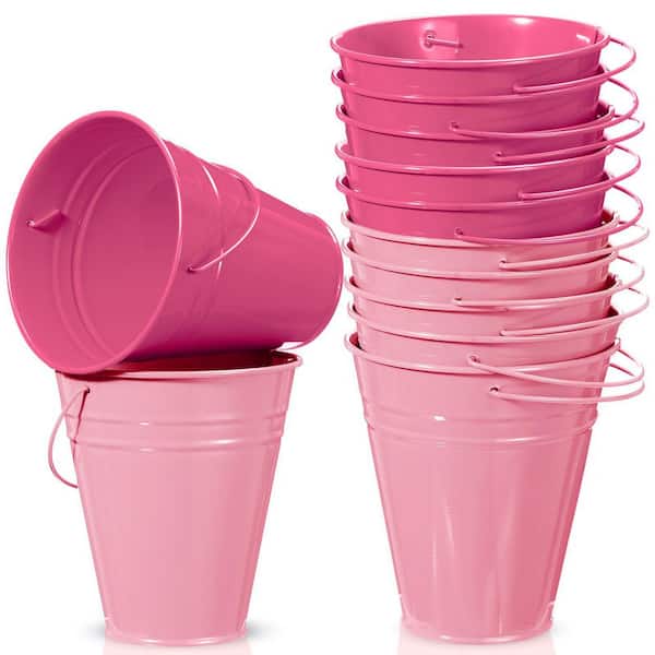 Black 12-Pack Galvanized Metal Mini Buckets with Handles, 4.5 x 5 in. Party Favor and Craft Supply Containers