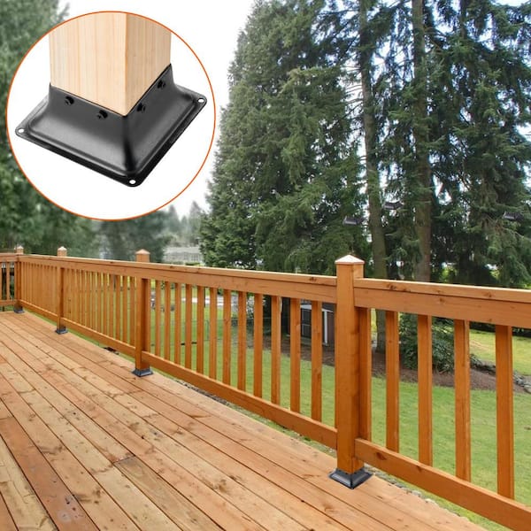 Post Base 4 in. x 4 in. Internal 3.6 in. x 3.6 in. Heavy-Duty Powder-Coated Steel Post Bracket (4-Pieces)