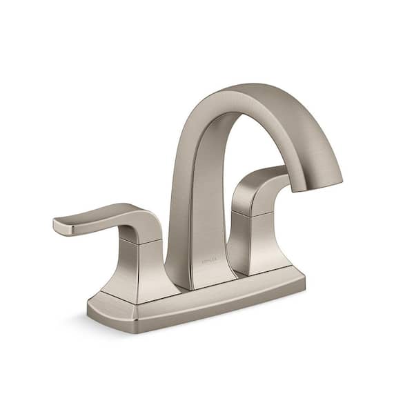 Photo 1 of Rubicon 4 in. Centerset Double Handle High Arc Bathroom Faucet in Vibrant Brushed Nickel