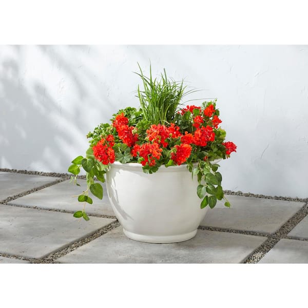 15 in. Giselle Large Chalk Resin Composite Planter (15 in. D x 10 in. H) With Drainage Hole