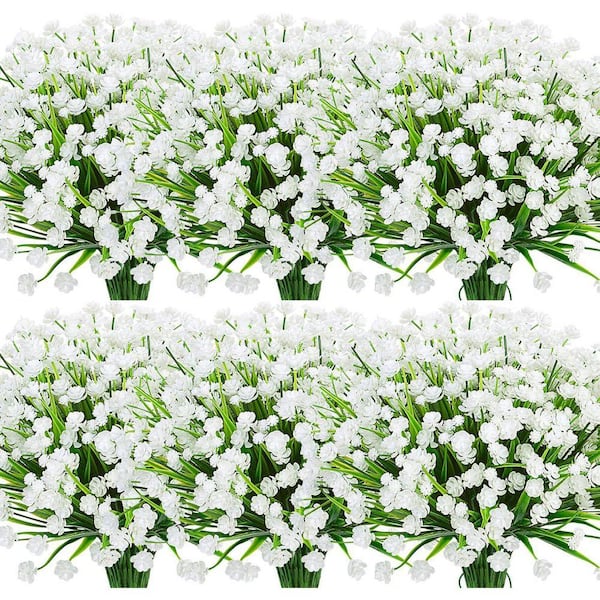 13.8 in. White Indoor/Outdoor Artificial Boston Fern Flowers UV