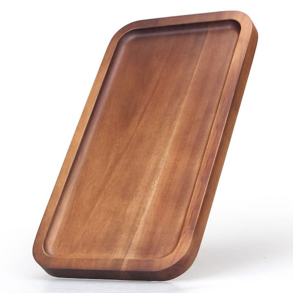 5.5 in. x 0.6 in. x 10 in. Acacia Wood Serving Trays for Cheese Board,  Appetizer Plates and Dessert Snack Tray (1-Pack)