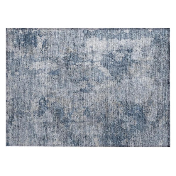 Blue 2 ft. x 3 ft. Woven Abstract Rectangle Indoor/Outdoor Area Rug