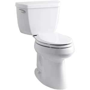 Highline 10 in. Rough In 2-Piece 1.28 GPF Single Flush Elongated Toilet in White Seat Not Included