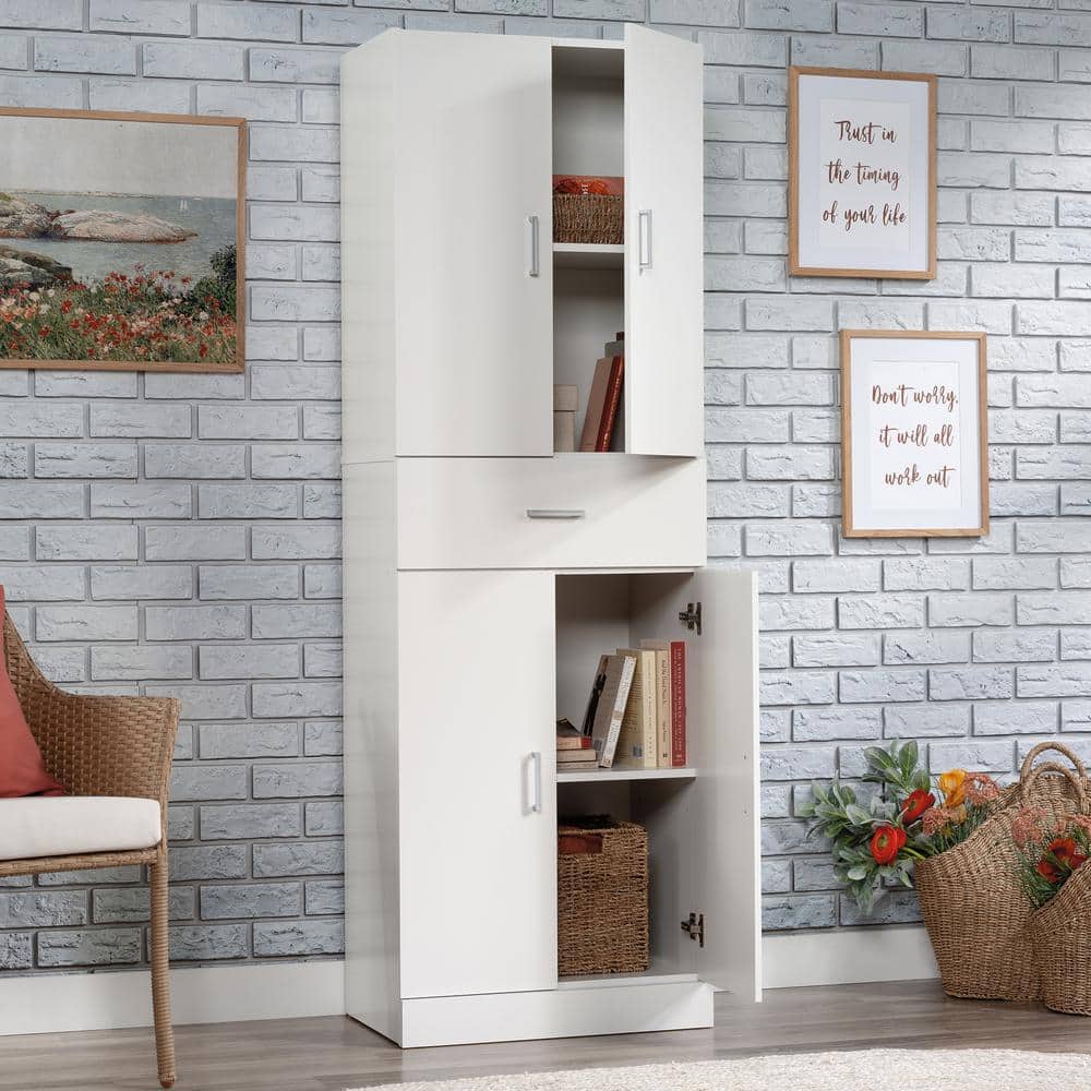White Freestanding Storage Cabinet with Adjustable Shelving