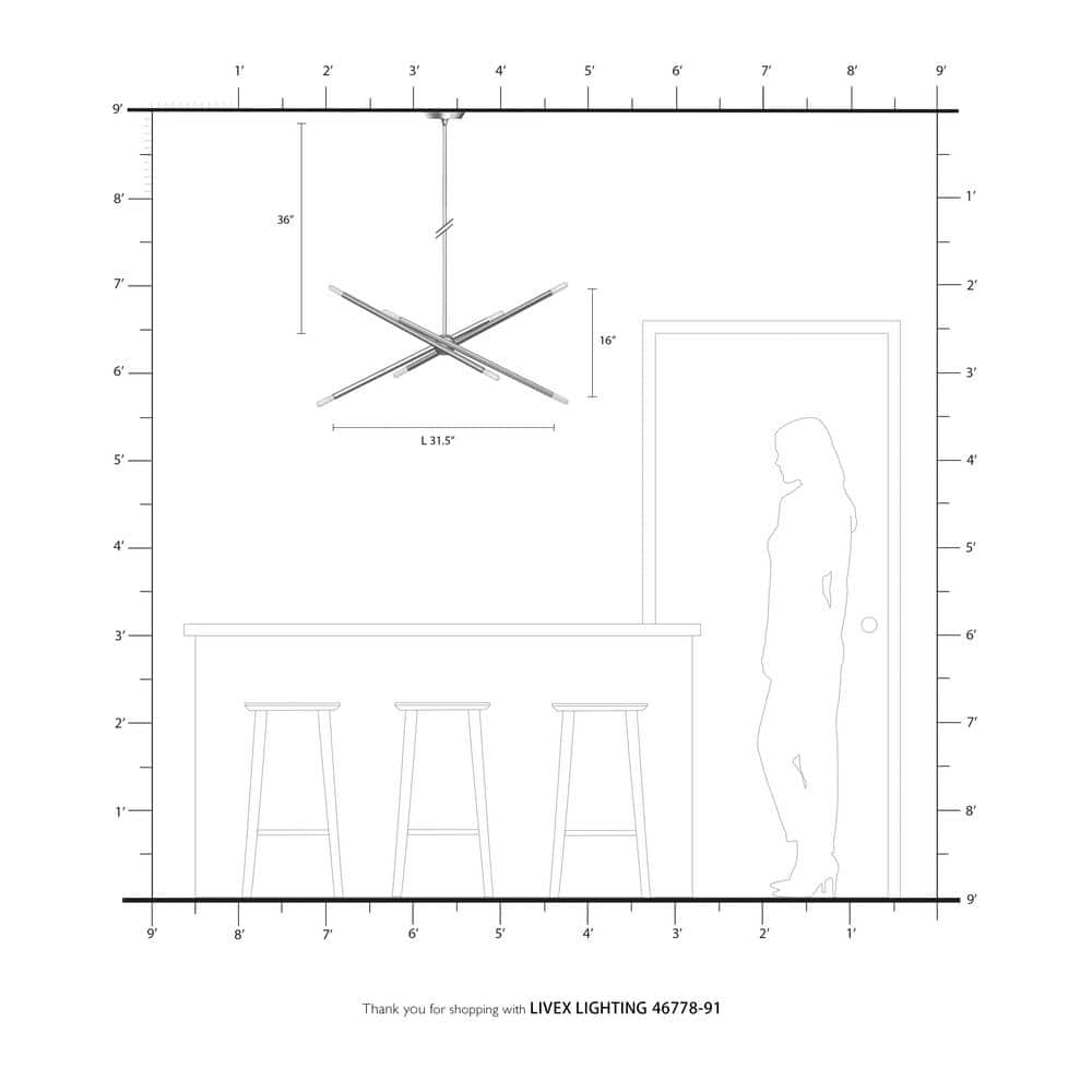 Soho Asymmetrical 8-Light Brushed Nickel Sputnik Chandelier