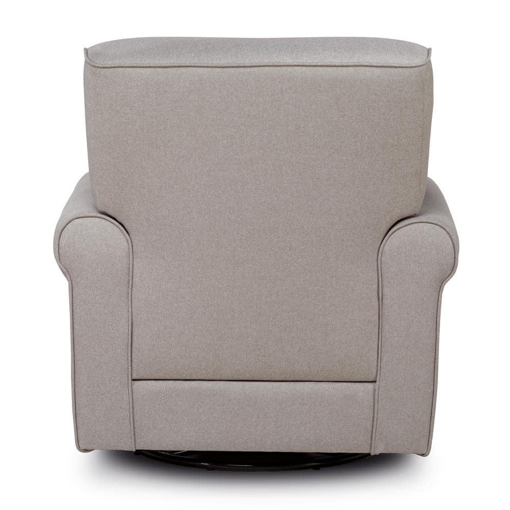 Fossil Gray Polyester Swivel Glider Accent Chair