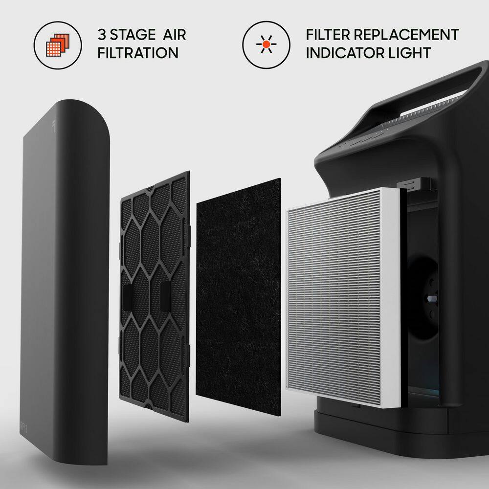 Black Portable HEPA Air Purifier with Odor Absorbing Filter