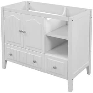 35 in. W x 31 in. D x 17.5 in. H Bath Vanity Cabinet without Top in White with Doors, Drawers and Open Adjustable Shelf