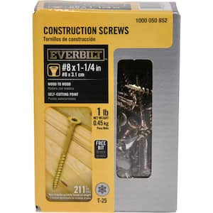 #8 1-1/4 in. Star Flat-Head Wood Screws (1 lb.-Pack)