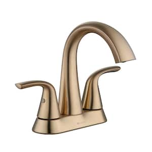 Irena 4 in. Center set Double-Handle High-Arc Bathroom Faucet in Matte Gold