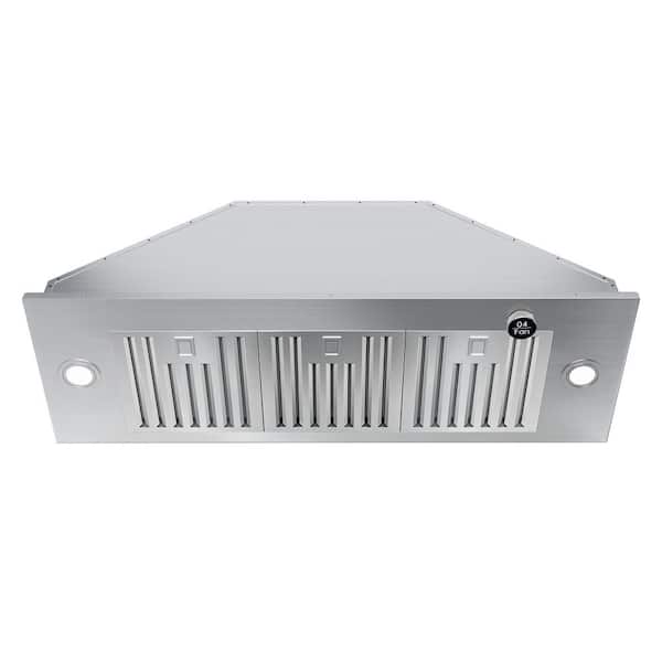 36 in. 600 CFM Convertible Ducted to Ductless Insert Range Hood in Stainless Steel w/ LED, 4-Speed and 10-Year Warranty