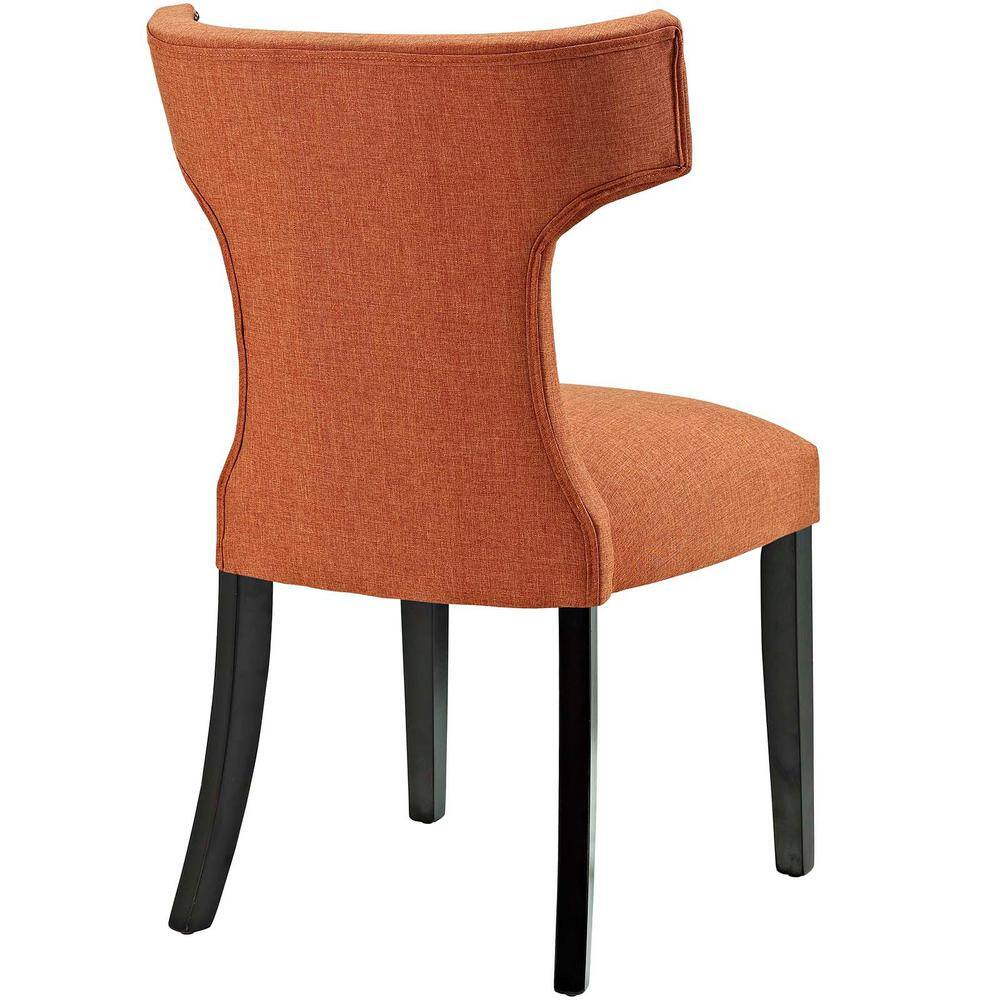 Burnt Orange High-Back Parsons Dining Chair with Tapered Wood Legs