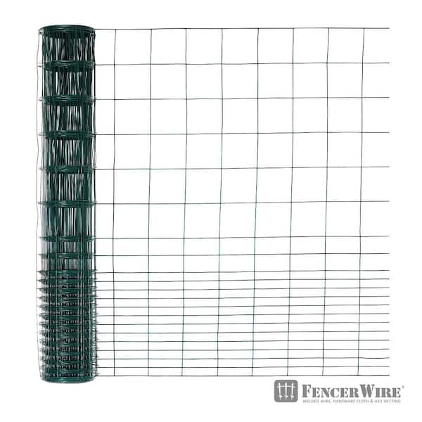 40 in. x 50 ft. 16-Gauge Green PVC-Coated Rabbit Guard Fence, Poultry Fencing Wire Roll for Garden Yard Vegetable Plant