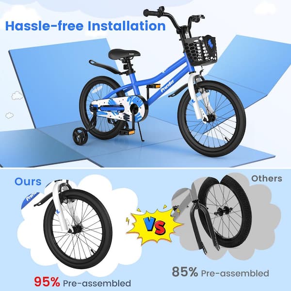 Costway 18 in. Kid's Bike with Removable Training Wheels and
