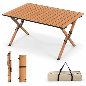 35 in. x 23 in. Folding Aluminum Picnic Table Roll-Up Camping Table with Carry Bag Portable Low Height Beach Table