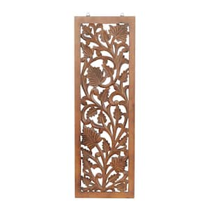 Wood Brown Handmade Intricately Carved Acanthus Floral Wall Decor