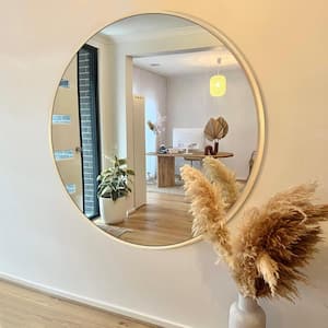 36 in. W x 36 in. H Gold Vanity Round Wall Mirror Aluminum Alloy Frame Bathroom Mirror