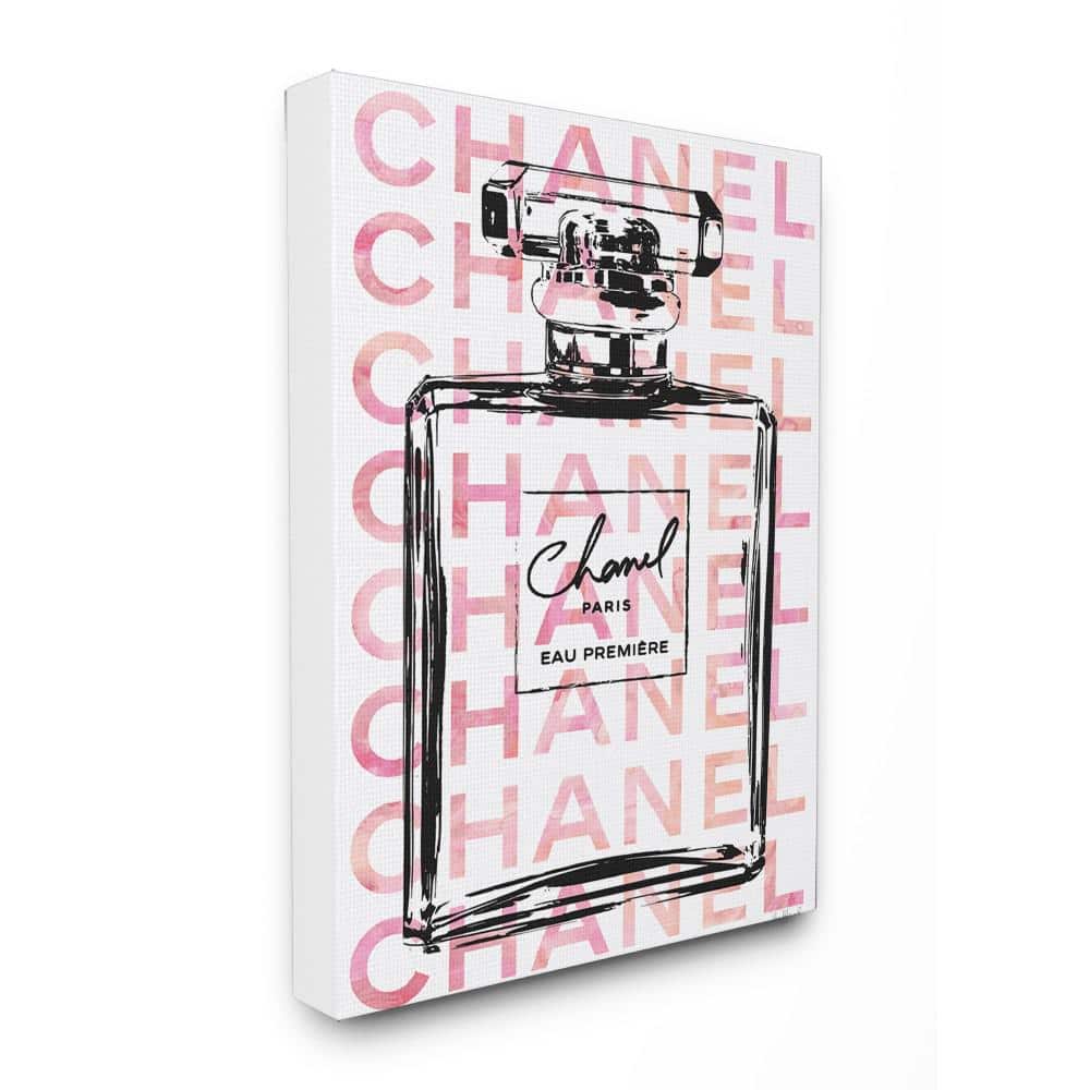 30 in. x 40 in. Glam Perfume Bottle With Words Pink Black by Amanda Gr