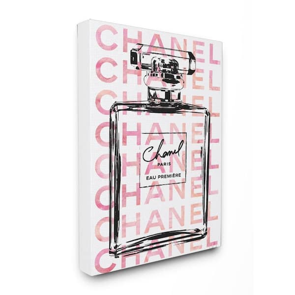 30 in. x 40 in. "Glam Perfume Bottle With Words Pink Black" by Amanda Greenwood Printed Canvas Wall Art
