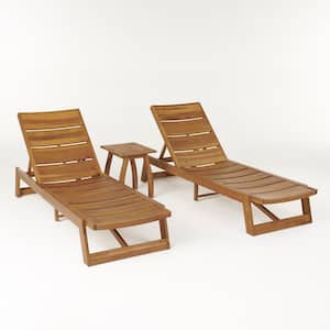 Mahi Teak Brown 3-Piece Wood Patio Conversation Seating Set