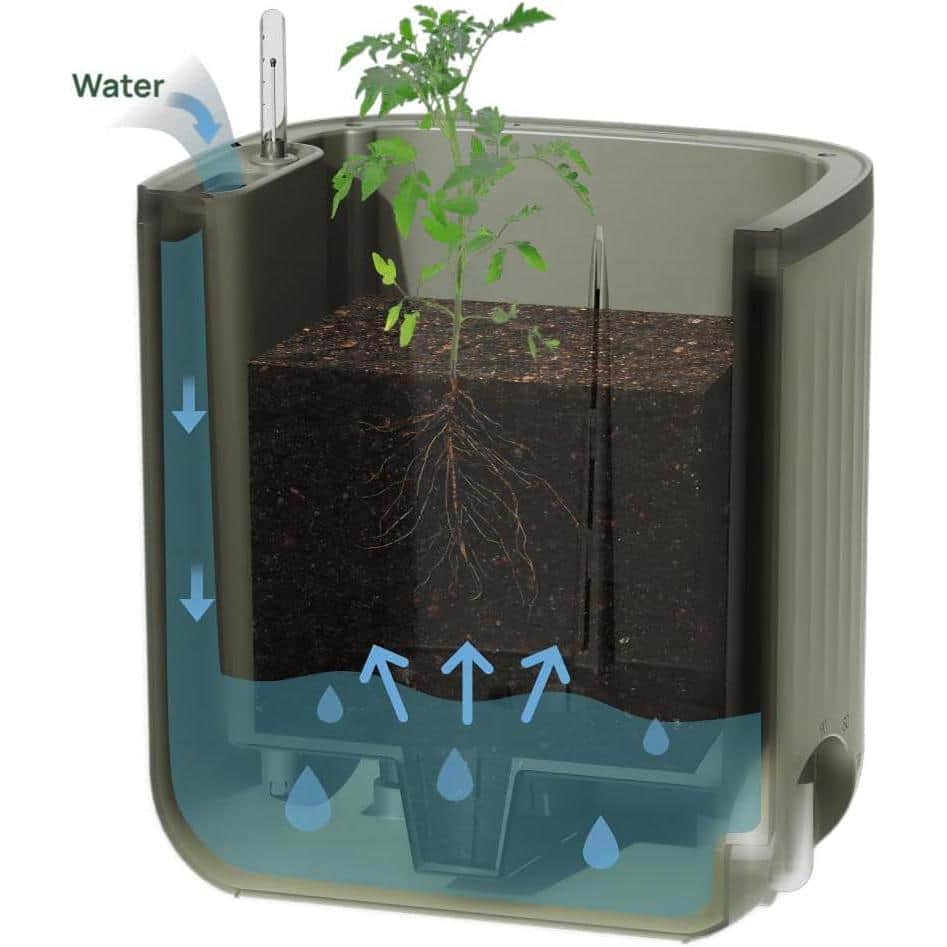 Fog Gray Self-Watering Indoor Outdoor Planter with Trellis