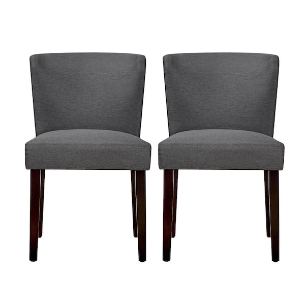 Homy Casa Cambodia Grey Upholstered Solid Wood Dining Chair(Set of 2)