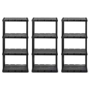 Knect-A-Shelf Black 4-Shelves Light Duty Storage Unit 12 in. W x 48 in. H x 24 in. D, Resin Frame Material (3-Pack)
